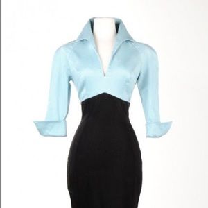 Lauren Dress in Light Blue & Black: Large